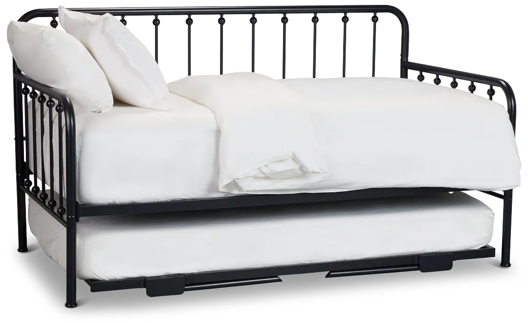 Rory Black Metal Trundle Daybed