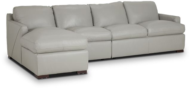 Amari Gray Leather Small Left Chaise Sectional