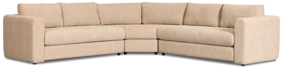 Alma Taupe Fabric Small 2-arm Wedge Sectional
