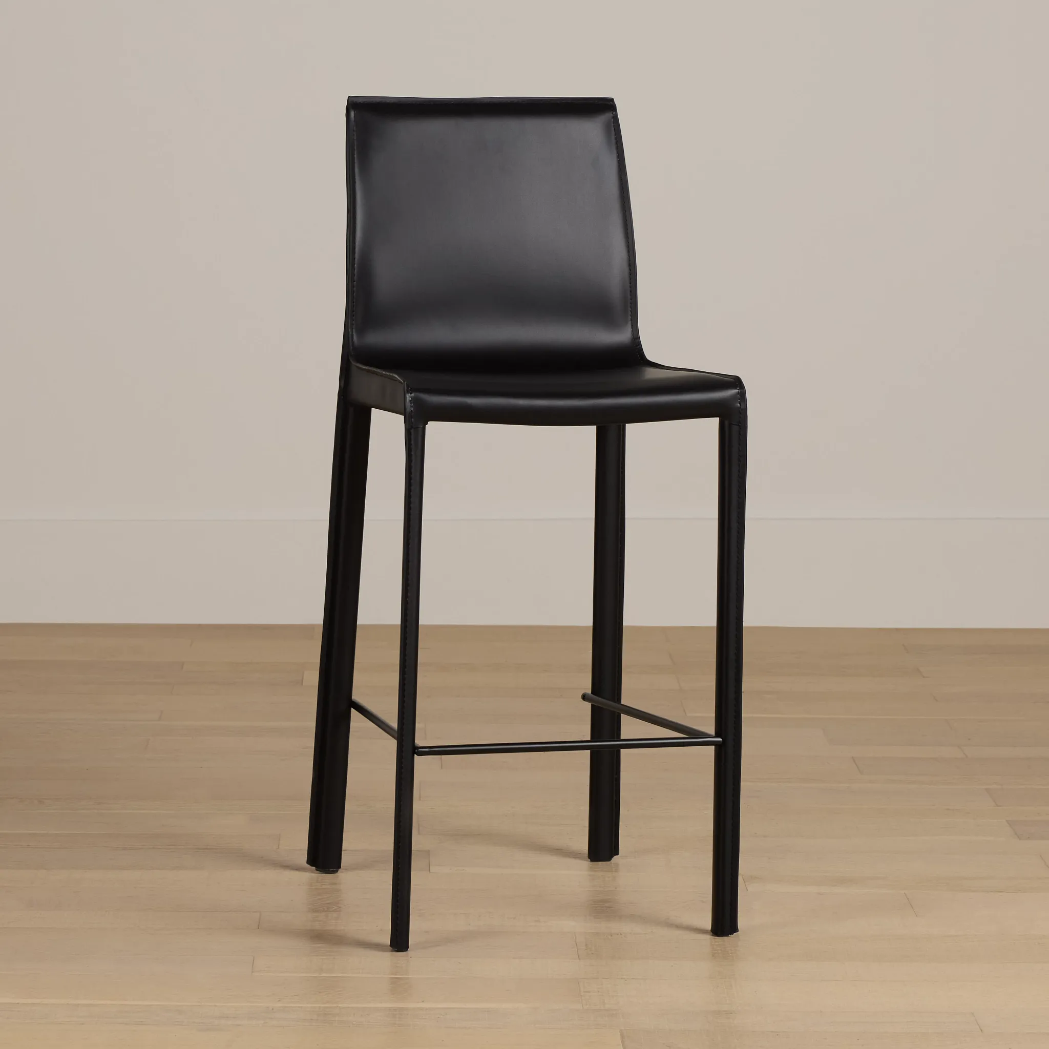 Lugo Black 27" Upholstered Barstool