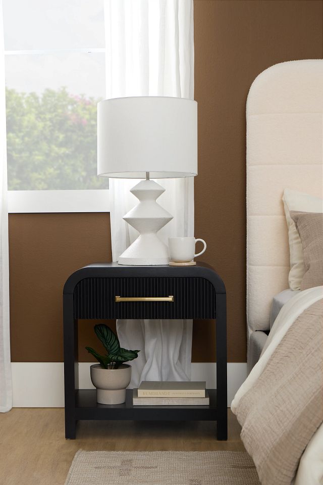 Lyndie Black 1-drawer Nightstand