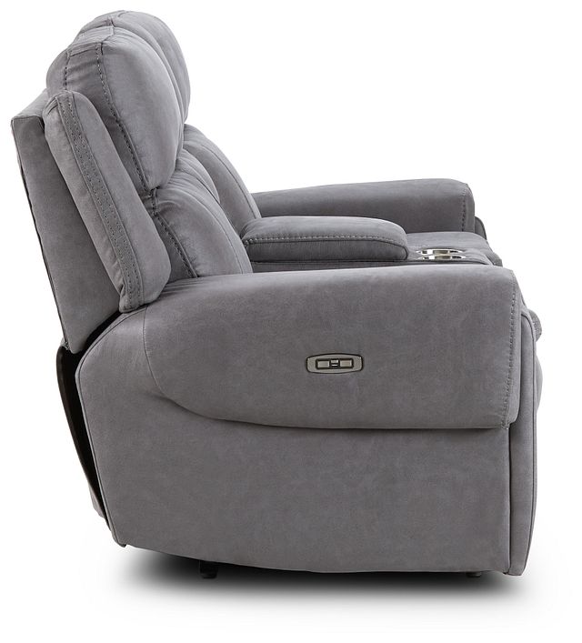 Scout Gray Micro Power Reclining Console Loveseat (4)