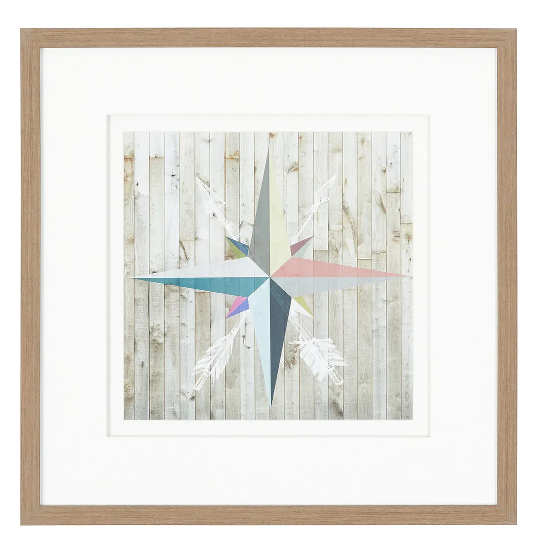 Compass Multicolored Framed Wall Art