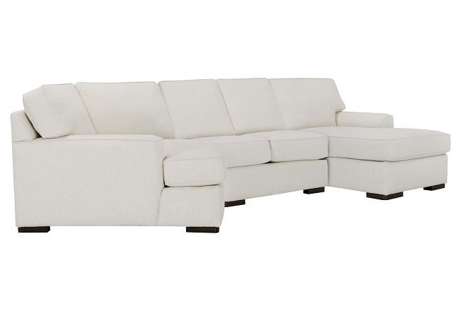 Austin White Fabric Right Facing Chaise Cuddler Sectional