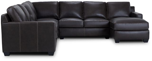 Carson Dark Brown Leather Large Right Chaise Sectional (5)