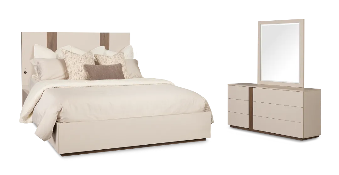 Brasilia Light Beige Platform Bedroom With Speaker