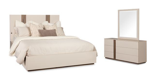 Brasilia Light Beige Platform Bedroom With Speaker