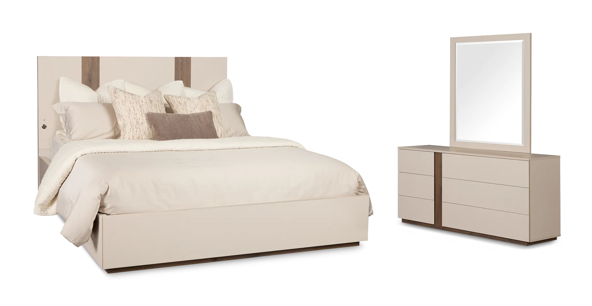 Brasilia Light Beige Platform Bedroom With Speaker