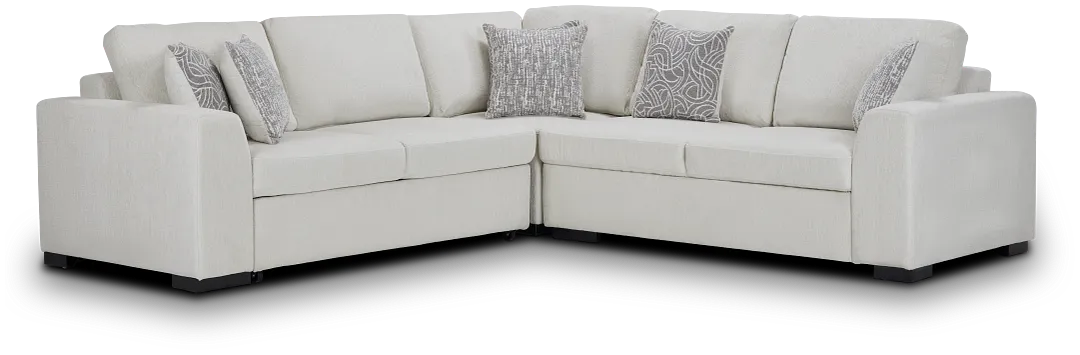 Blakely White Fabric Medium 2-arm Right Facing Sleeper Sectional
