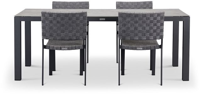 Barbados Light Gray Aluminum Rectangular Table & 4 Chairs