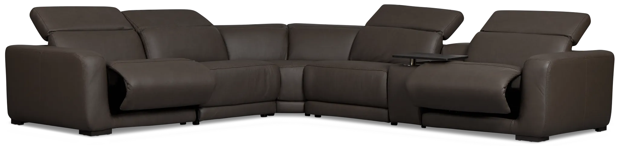 Kieran Dark Brown Lthr/vinyl Medium Dual Power 2-arm Reclining Sectional