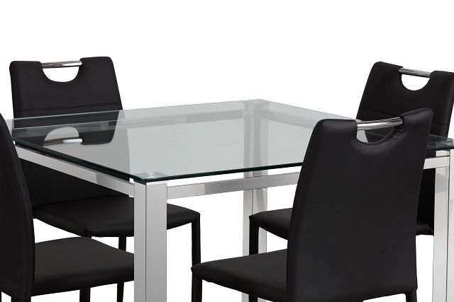 Skyline Black Square Table & 4 Upholstered Chairs (7)