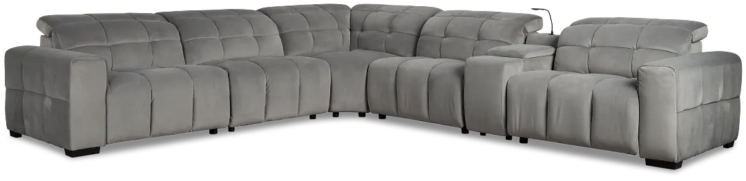 Gemma Light Gray Velvet Medium Dual Power 2-arm Reclining Sectional