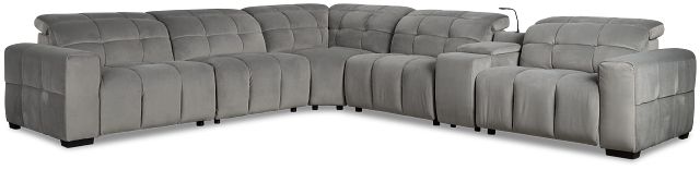 Gemma Light Gray Velvet Medium Dual Power 2-arm Reclining Sectional