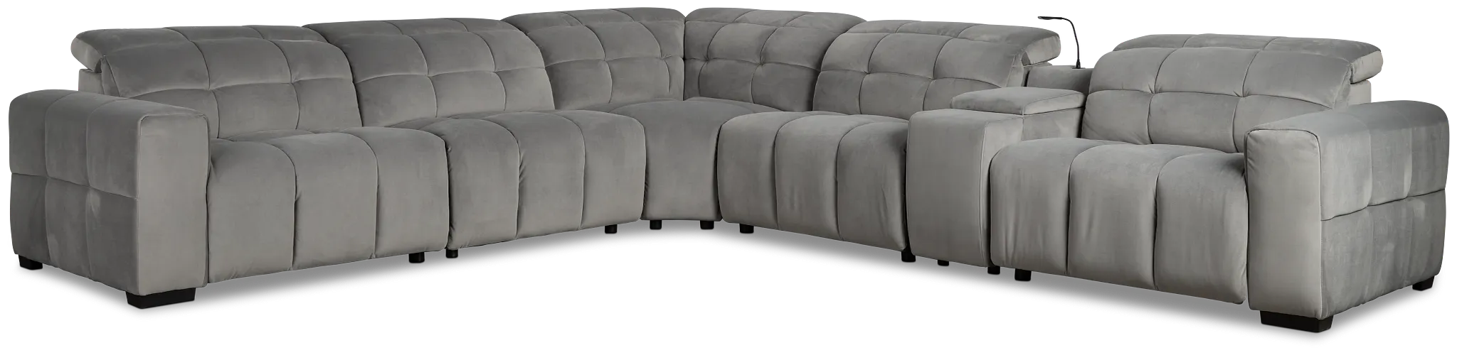 Gemma Light Gray Velvet Medium Dual Power 2-arm Reclining Sectional