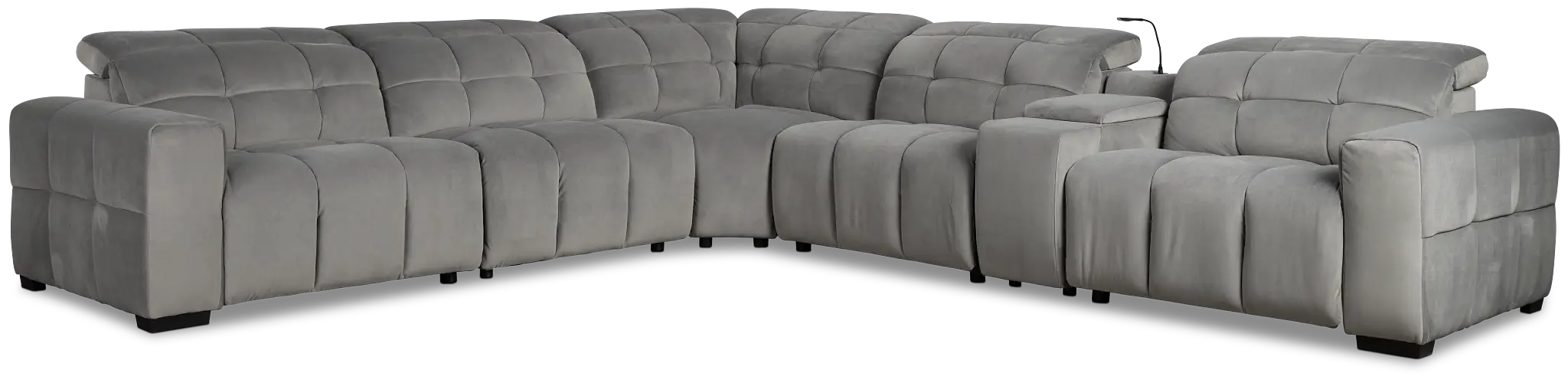 Gemma Light Gray Velvet Medium Dual Power 2-arm Reclining Sectional Gemma Light Gray Velvet Medium Dual Power 2-arm Reclining Sectional