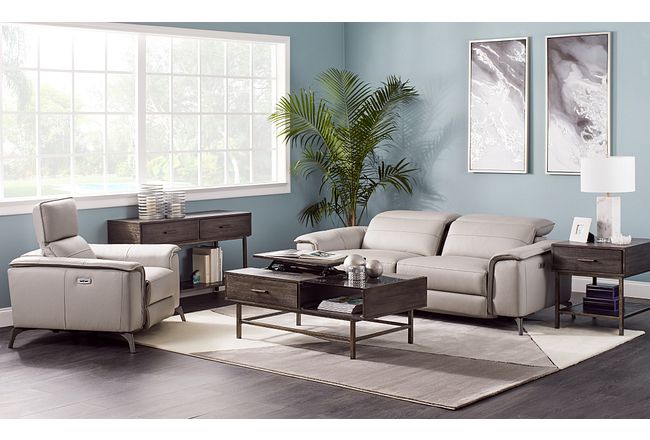 Pearson Gray Leather Power Reclining Sofa
