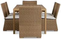 Montecito Mid Tone Table & 6 Chairs With Light Beige Cushions