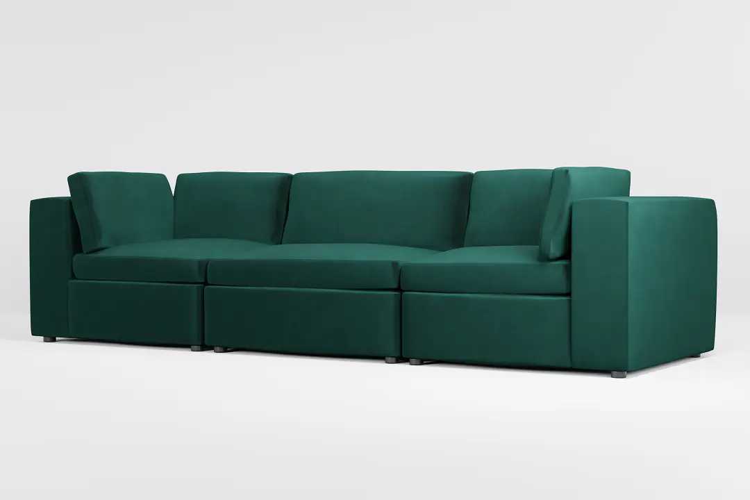 Destin Joya Green Velvet 3-piece Modular Sofa Destin Joya Green Velvet 3-piece Modular Sofa