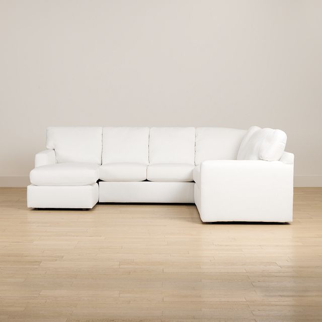 Rhodes White Fabric Medium Left Chaise Sectional