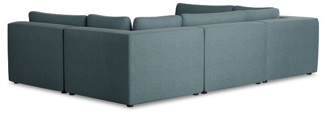 Destin Sutton Blue Fabric 6-piece Pit Sectional