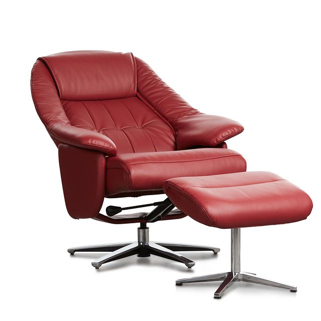 Jones Red Micro Recliner & Ottoman