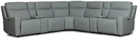 Flexsteel Sterling Blue Lthr/vinyl Large Dual Power Reclining Two-arm Sectional