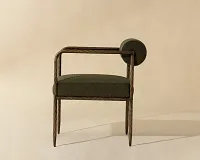 Ajan Dark Green Fabric Upholstered Arm Chair