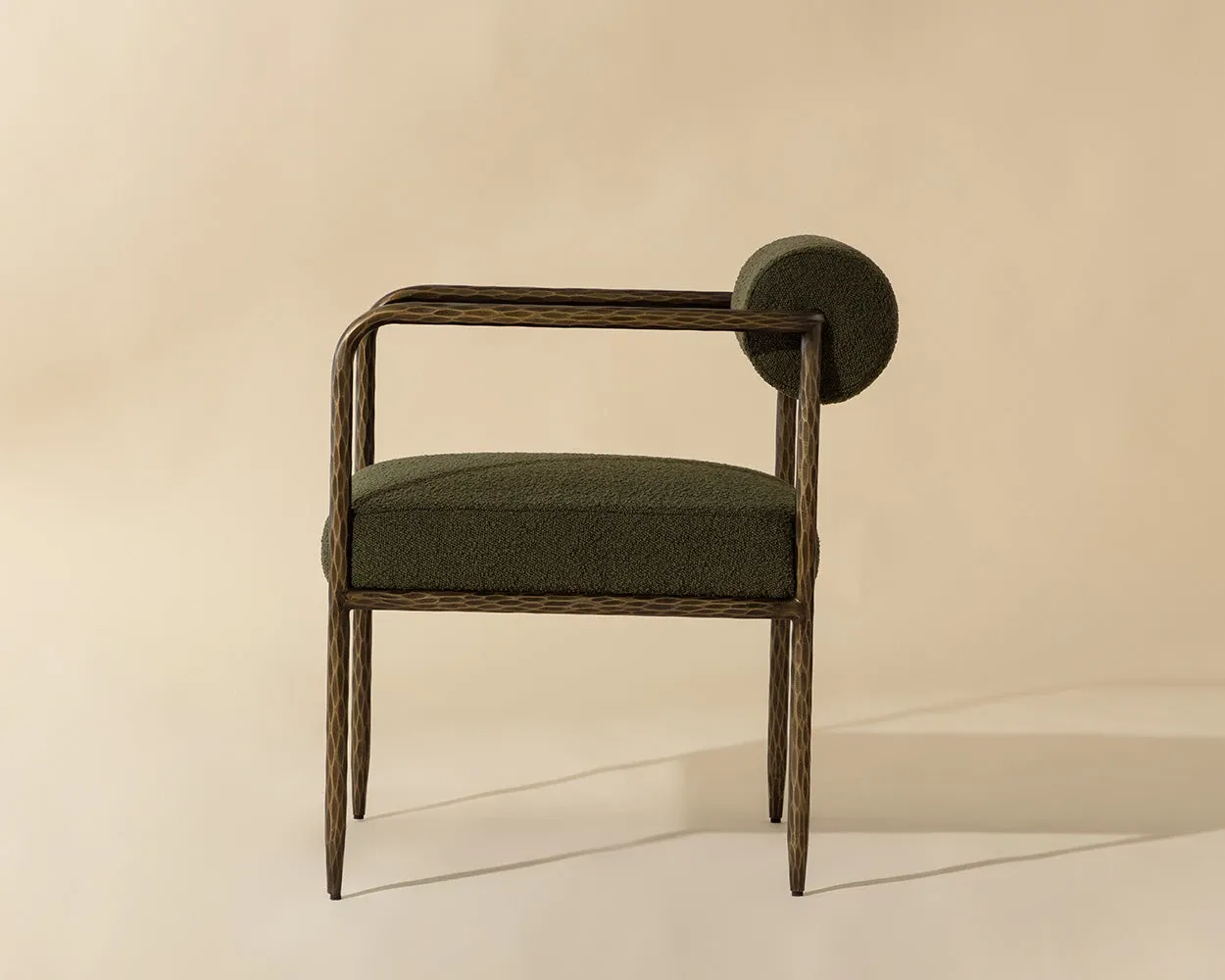 Ajan Dark Green Fabric Upholstered Arm Chair