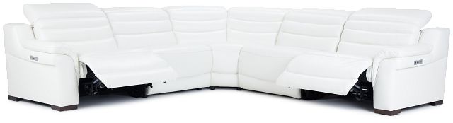Sentinel White Lthr/vinyl Small Two-arm Power Reclining Sectional (3)