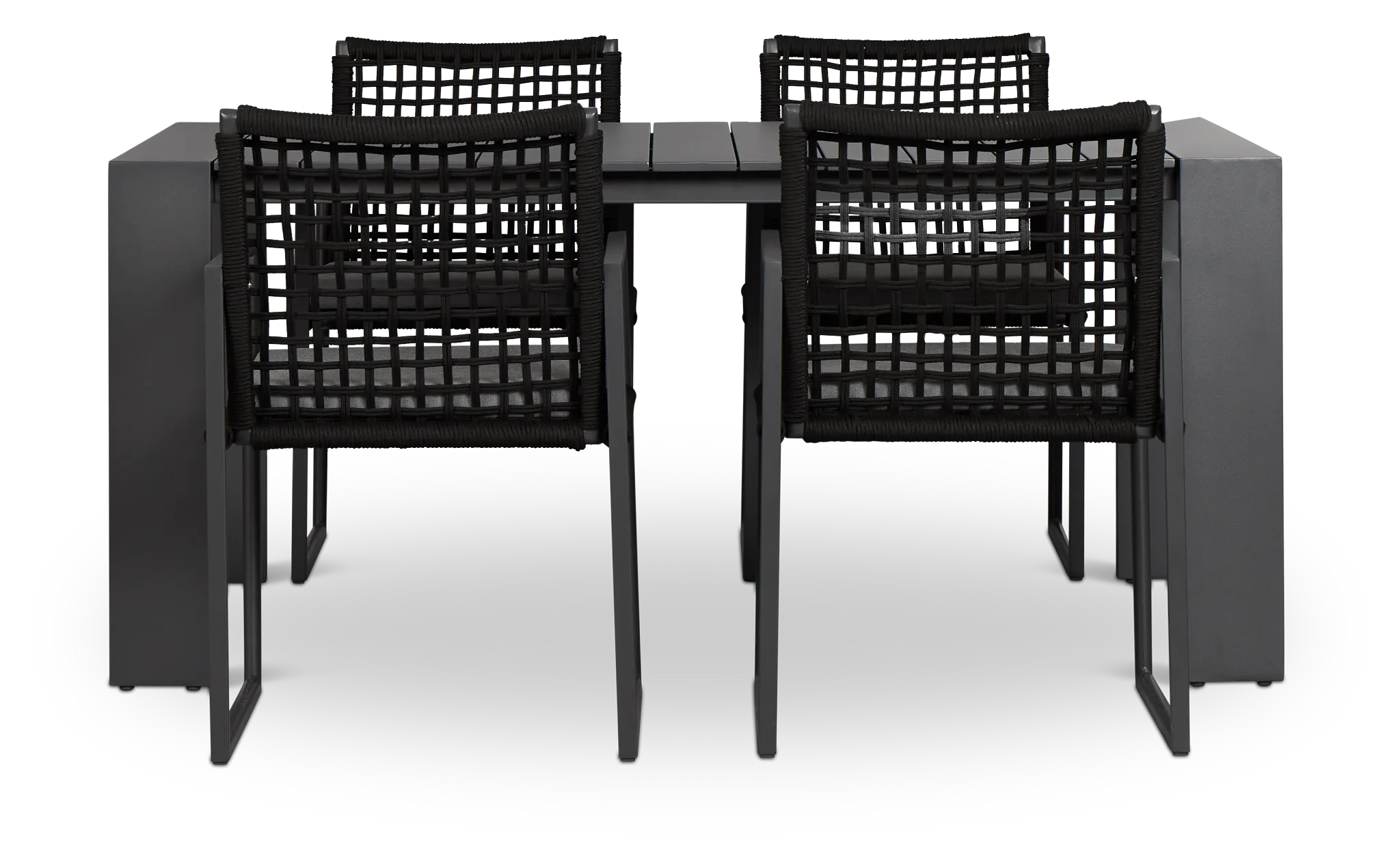 Sunrise Dark Gray 65" Rectangular Table & 4 Aluminum Arm Chairs