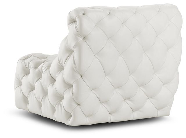 Rigby White Leather Swivel Accent Chair