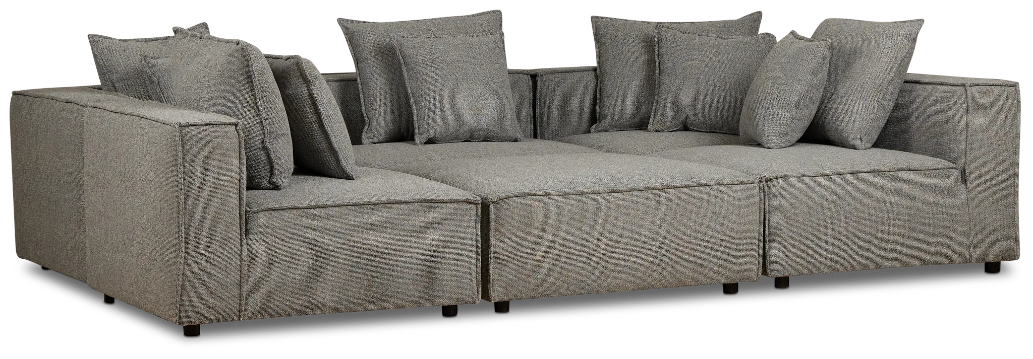 Tatum Gray Fabric 6-piece Pit Sectional