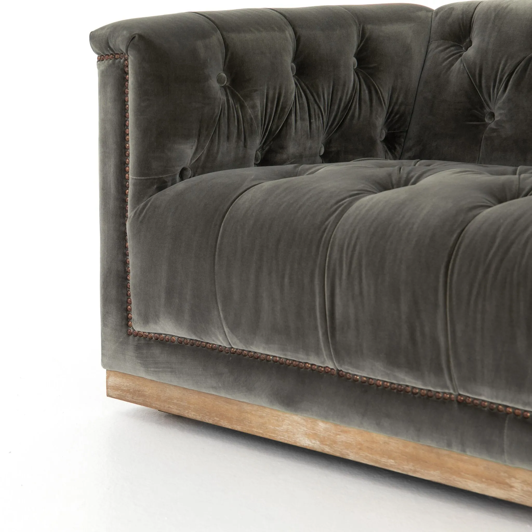 Four Hands Maxx Dark Gray Velvet Sofa