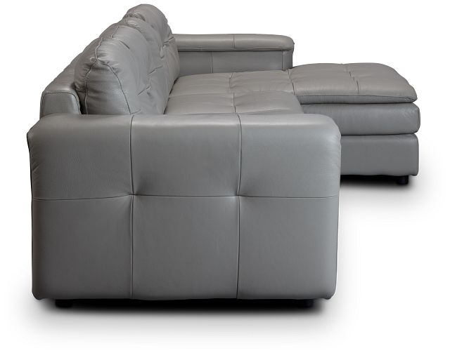 Rowan Gray Leather Small Right Chaise Sectional