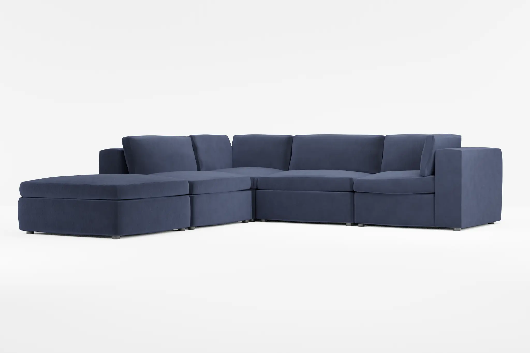 Destin Joya Dark Blue Velvet 5pc Bumper Sectional Destin Joya Dark Blue Velvet 5pc Bumper Sectional