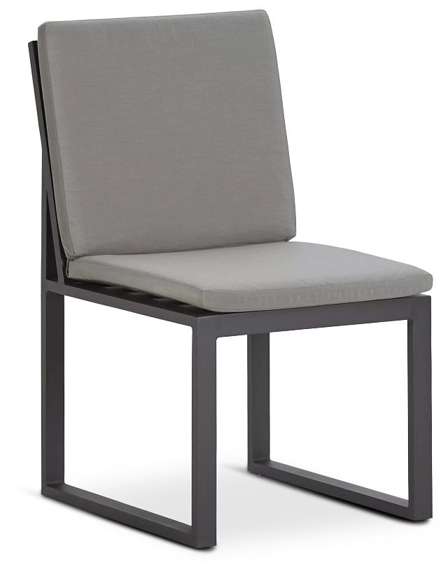 Linear Dark Gray Aluminum Cushioned Chair