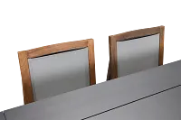 Linear Dark Gray 70" Aluminum Table & 4 Teak Sling Side Chairs