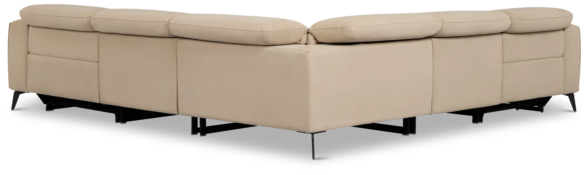 Reyna Beige Micro Small Dual Power Reclining Two-arm Sectional
