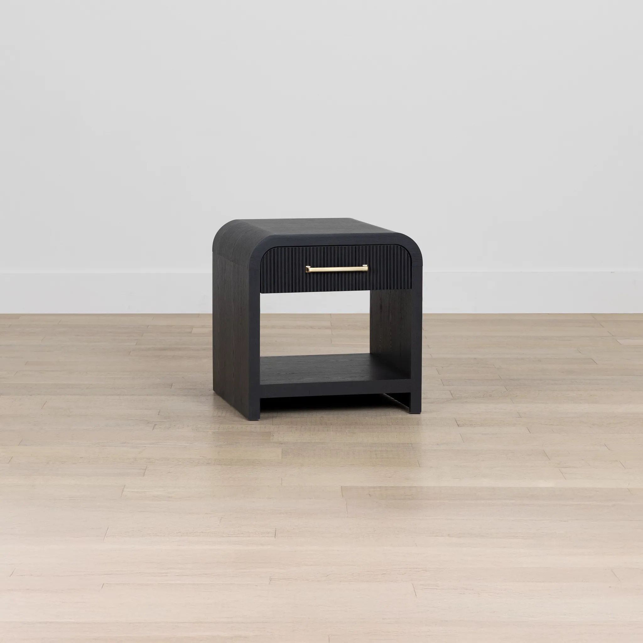 Lyndie Black Drawer Square End Table