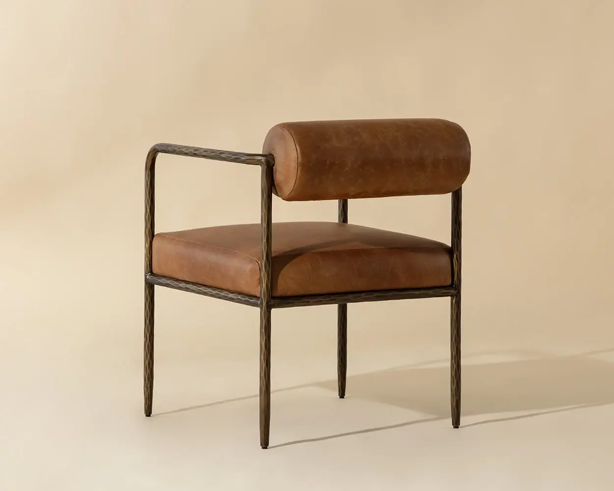 Ajan Brown Leather Upholstered Arm Chair Ajan Brown Leather Upholstered Arm Chair