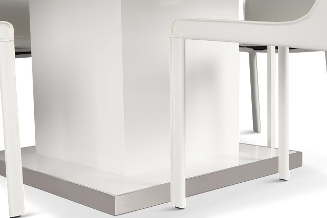 Miami White 59" Square Table With 4 Chairs