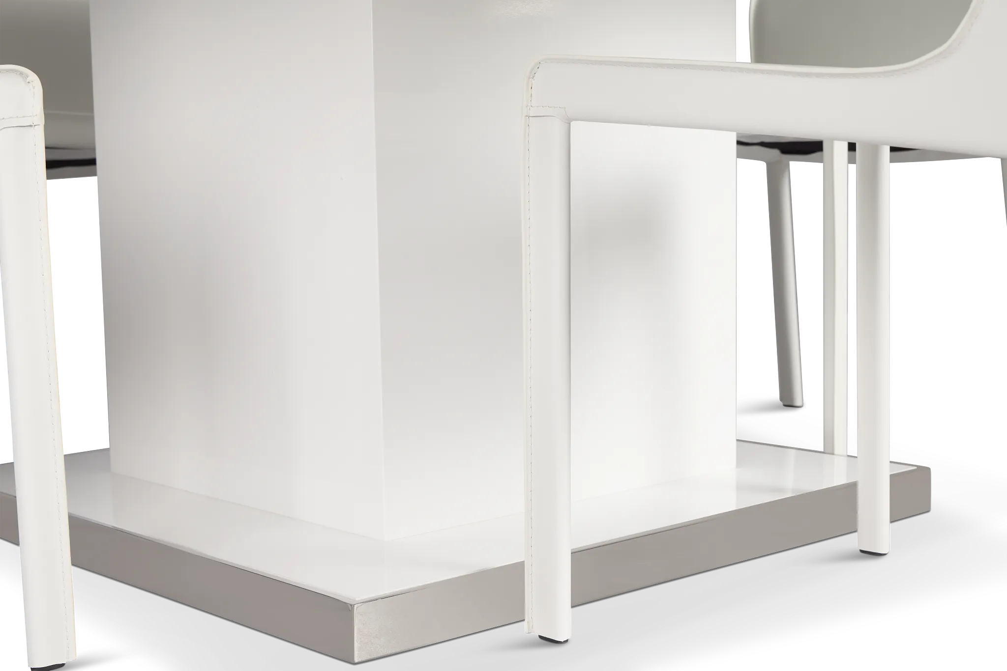 Miami White 59" Rectangular Table & 4 Upholstered Chairs