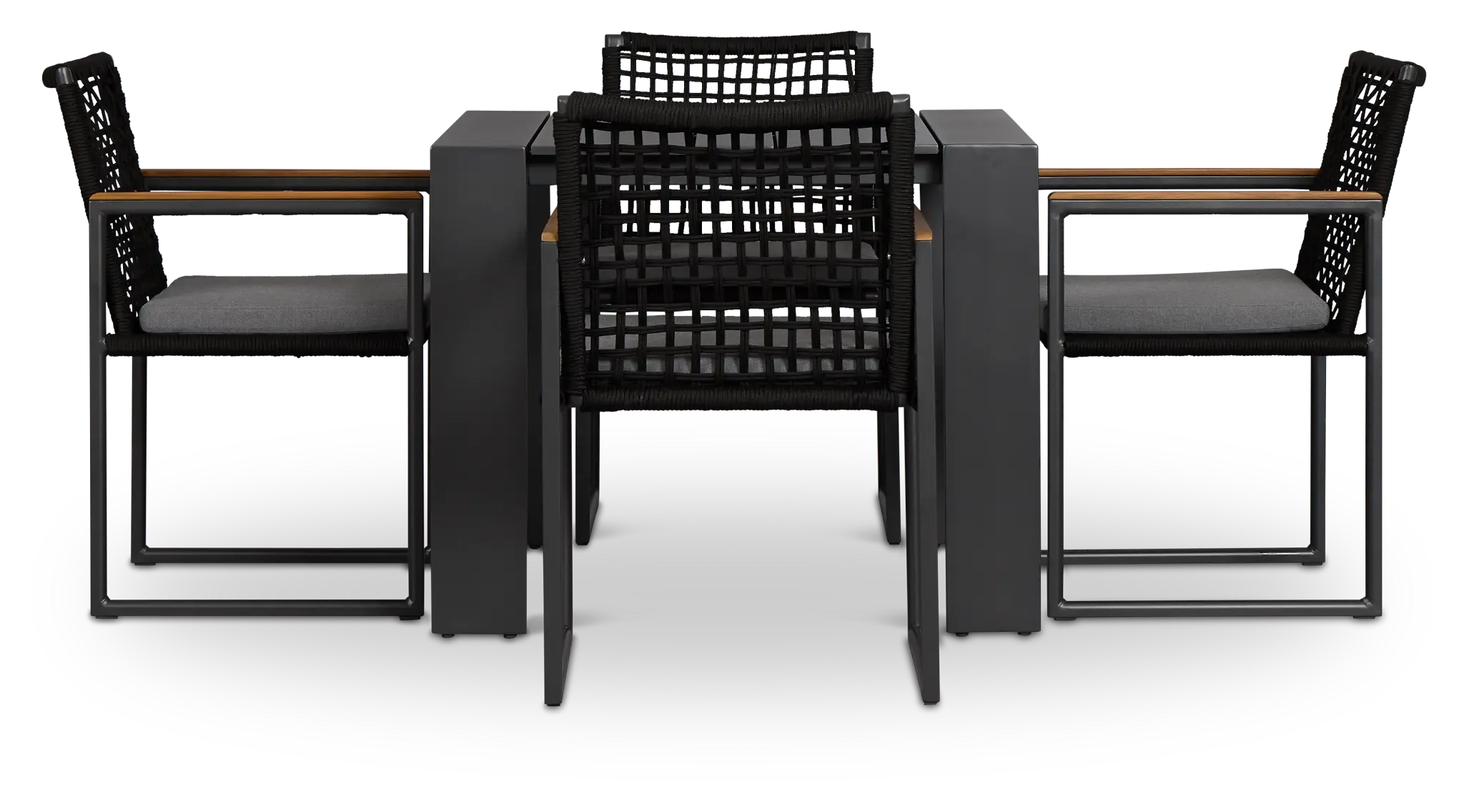 Sunrise Dark Gray 35" Square Table & 4 Teak Arm Chairs Sunrise Dark Gray 35" Square Table & 4 Teak Arm Chairs