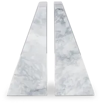 Ludo White Marble Bookends