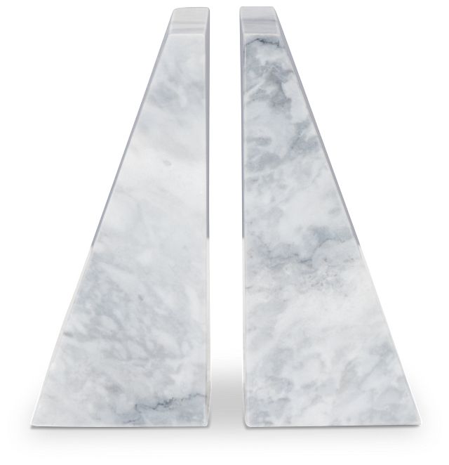 Ludo White Marble Bookends