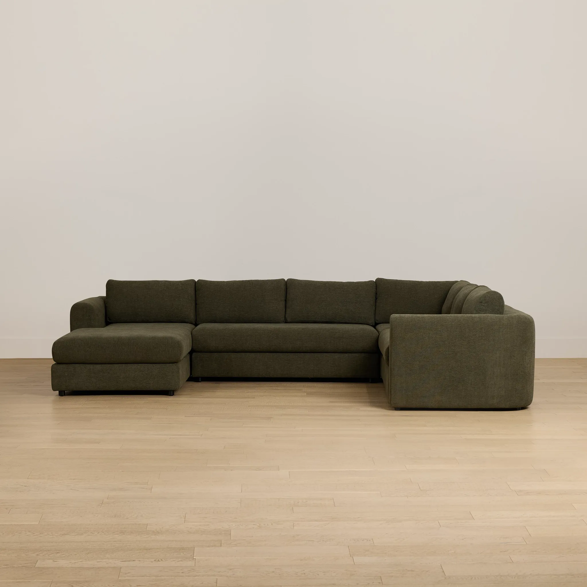 Alma Dark Green Fabric Medium Left Chaise Sectional
