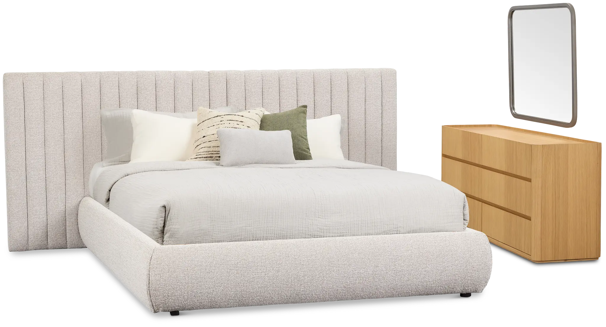Nomad Gray Uph Spread Bedroom With Light-tone Cases Nomad Gray Uph Spread Bedroom With Light-tone Cases