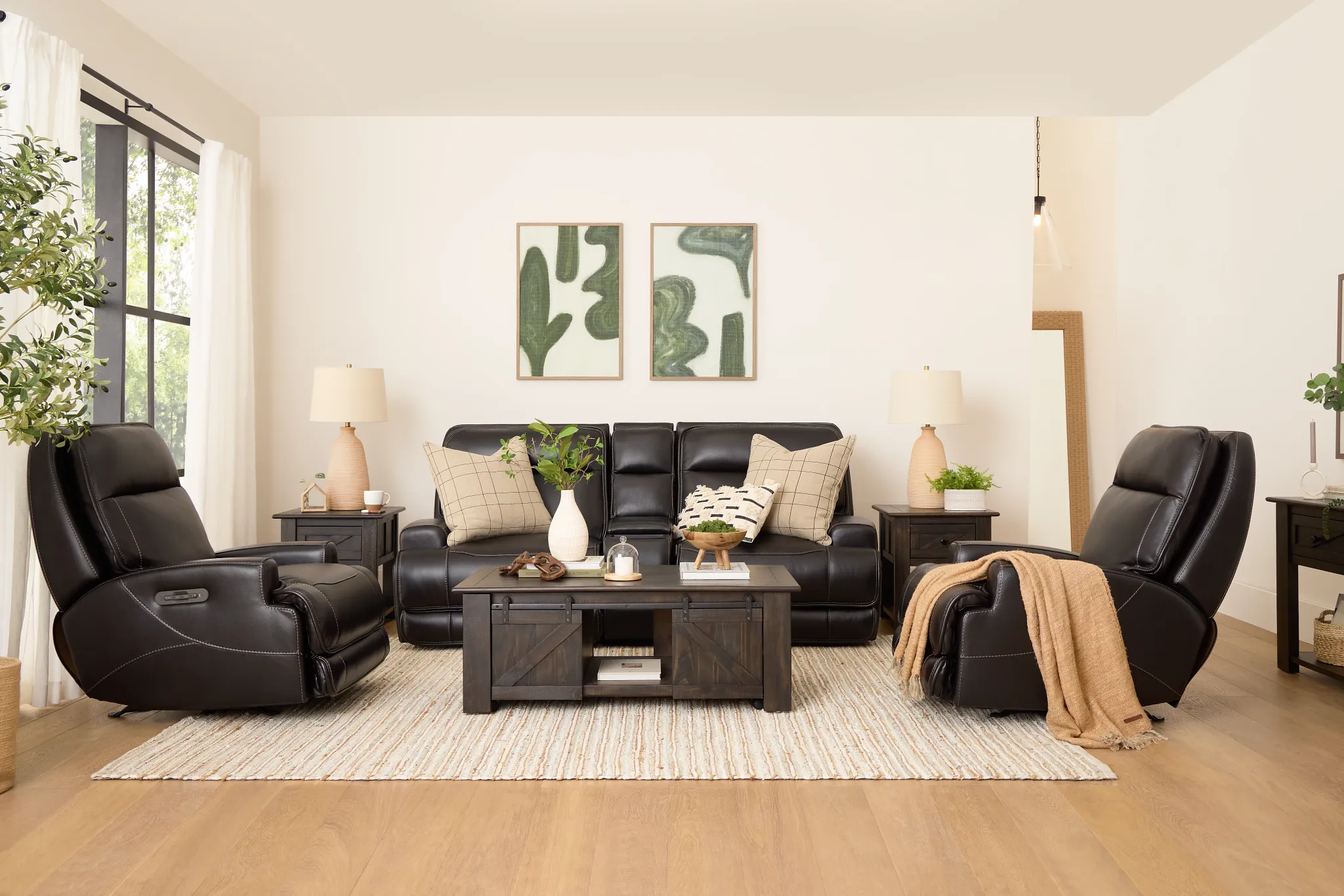 Casey Black Lthr/vinyl Power Reclining Sofa