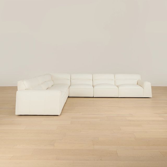 Blanca White Leather 6-piece Modular Sectional